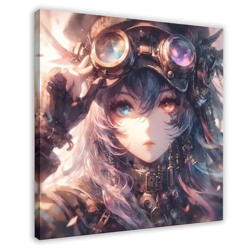 TINGTOEO Steampunk, Beautiful, Lovely Girl 35 Canvas Poster Wall Art Decor Print Picture Paintings for Living Room Bedroom Decoration Frame-style 28x28inch(70x70cm) steampunk buy now online