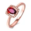 AmDxD Women's Engagement Rings, 18 Carat Rose Gold Hollow Square with Ruby Oval 0.61 Carat, Rose Gold, Circumference 47 mm to 65 mm (Gift Idea), Ruby, steampunk buy now online