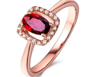 AmDxD Women's Engagement Rings, 18 Carat Rose Gold Hollow Square with Ruby Oval 0.61 Carat, Rose Gold, Circumference 47 mm to 65 mm (Gift Idea), Ruby, steampunk buy now online