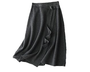 Women Simple 30% Cashmere 70% Wool Knitted Skirt Solid Elastic Waist Elegant Skirt steampunk buy now online
