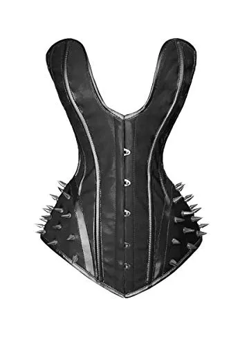 Luvsecretlingerie Heavy Duty 26 Double Steel Boned Waist Training Leather Long Torso Overbust Tight Shaper Corset #8964-B-LE, Black, Large steampunk buy now online