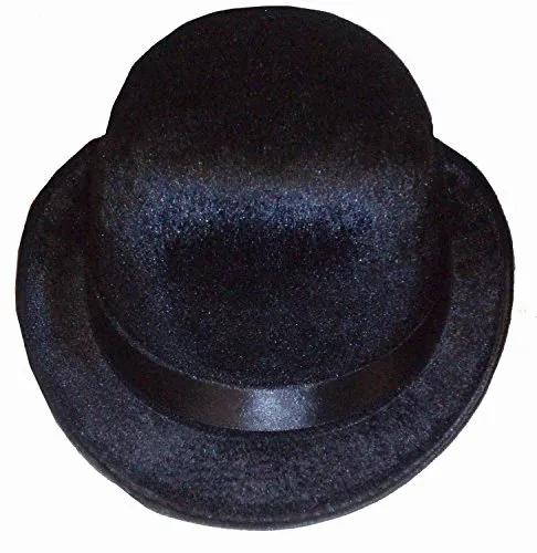HENBRANDT Adult Black Bowler Hat with Velour Finish Black Derby Chaplin Hat Victorian Steampunk Cosplay Magician Costume Cabaret Outfit One Size Halloween Fancy Dress Accessories for Men and Women steampunk buy now online
