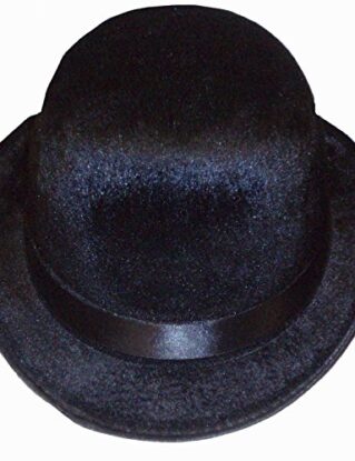 HENBRANDT Adult Black Bowler Hat with Velour Finish Black Derby Chaplin Hat Victorian Steampunk Cosplay Magician Costume Cabaret Outfit One Size Halloween Fancy Dress Accessories for Men and Women steampunk buy now online
