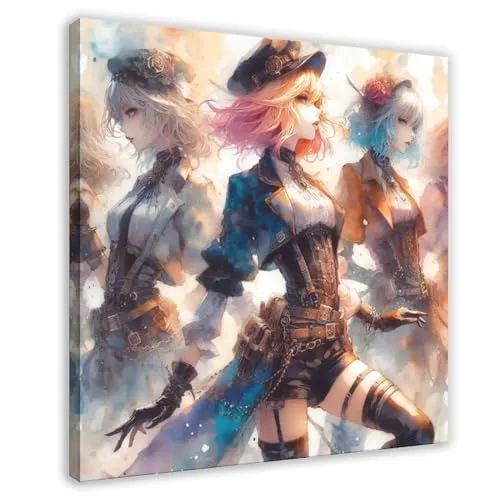 TINGTOEO Steampunk, Beautiful, Lovely Girl 21 Canvas Poster Wall Art Decor Print Picture Paintings for Living Room Bedroom Decoration Frame-style 28x28inch(70x70cm) steampunk buy now online