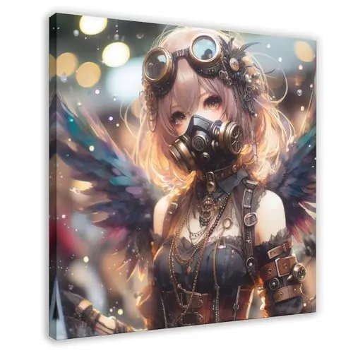 TINGTOEO Steampunk, Beautiful, Lovely Girl 9 Canvas Poster Wall Art Decor Print Picture Paintings for Living Room Bedroom Decoration Frame-style 28x28inch(70x70cm) steampunk buy now online