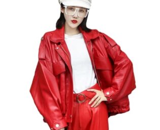 Spring Women's Leather Clothes Women's Leather Sheepskin Jackets Oversized Coats steampunk buy now online