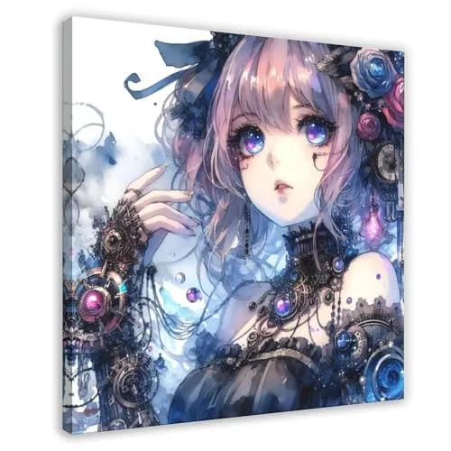 TINGTOEO Steampunk, Beautiful, Lovely Girl 28 Canvas Poster Wall Art Decor Print Picture Paintings for Living Room Bedroom Decoration Frame-style 28x28inch(70x70cm) steampunk buy now online