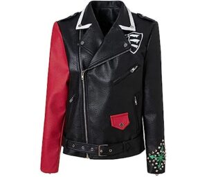Alloaone Women's Jacket Leather Coat Designer Contrast Print Streetwear Rivet Motorcycle Faux Leather Jackets Black XL steampunk buy now online