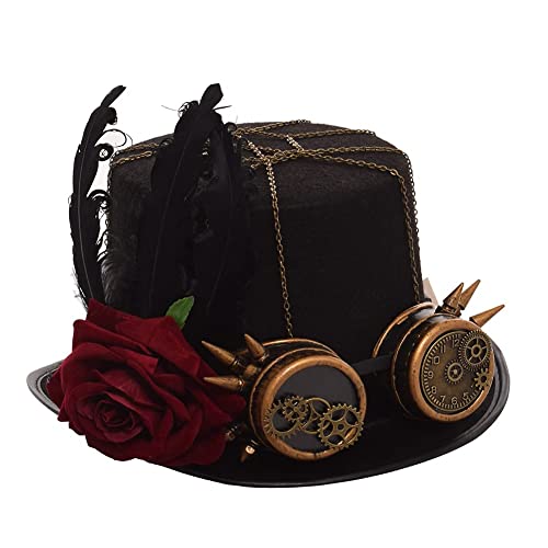 GRACEART Victorian Steampunk Top Hat with Rose (Women), Head circumferences-58CM, Style-13 steampunk buy now online