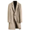 Lightweight Slim Fit 100% Wool Coat For Men with Pockets Notched Lapel Warm Detachable Liner Long Overcoat steampunk buy now online