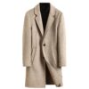 Lightweight Slim Fit 100% Wool Coat For Men with Pockets Notched Lapel Warm Detachable Liner Long Overcoat steampunk buy now online