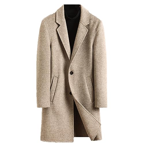 Lightweight Slim Fit 100% Wool Coat For Men with Pockets Notched Lapel Warm Detachable Liner Long Overcoat steampunk buy now online