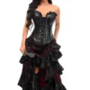 Daisy corsets TD-367 Top Drawer 4 Pc Premium Pirate Corset Costume, Solid, Black/Red, XS steampunk buy now online