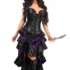 Daisy corsets TD-364 Top Drawer 4 Pc Premium Pirate Corset Costume, Solid, Black/Purple, S steampunk buy now online