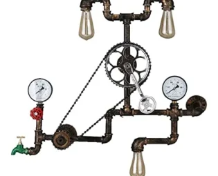 PEHUB Vintage Steampunk Water Pipe Wall Light Industrial Loft 3-Lights Metal Sconce Lighting Cafe Recreation Living Room Decor Wall Lamp E27 Light for Bedside steampunk buy now online