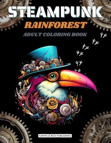 Steampunk Rainforest: Steampunk Coloring Book for Adults With 40 Unique Rainforest Animal Designs to Color (Colorful Steampunk: 40 Page Steampunk Coloring Books for Adults) steampunk buy now online
