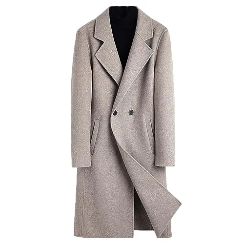 Men Double Breasted Long 100% Wool Coat Mens Long Sleeve Slim Fit Formal Business Overcoat with Pockets steampunk buy now online
