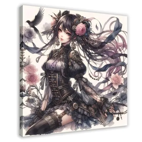 TINGTOEO Steampunk, Beautiful, Lovely Girl 46 Canvas Poster Bedroom Decor Sports Landscape Office Room Decor Gift Frame-style 28x28inch(70x70cm) steampunk buy now online