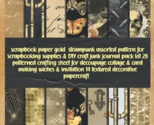 scrapbook paper gold steampunk assorted pattern for scrapbooking supplies & DIY craft junk journal pack kit 28 patterned crafting sheet for decoupage ... invitation 14 textured decorative papercraft steampunk buy now online