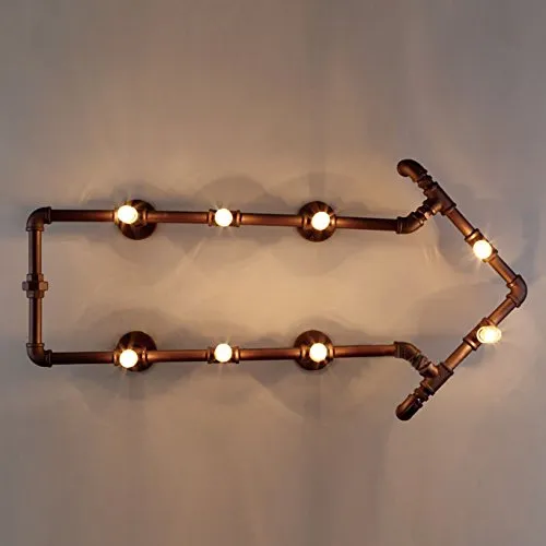 Wall Sconce Light, Industrial Retro V-intage A-rrow Shape Steam Punk Wall Sconce - 33.07" Antique Iron Finish 8 Light Water Pipe Wall Light in Loft Style (Color : Arrow 8 Lights) steampunk buy now online