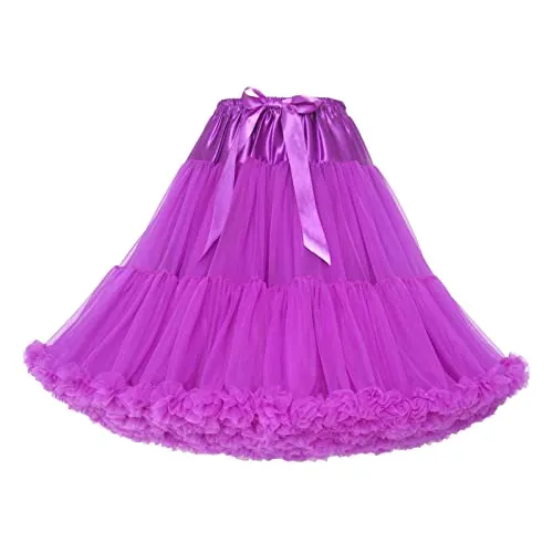FGUUTYM Multi-layer Vintage Ballet Bubble Firt Adult Ballet Skirt Short Ballet Underskirt Tulle Skirt Women's 80s Retro Tutu Cosplay Fancy Dress Costumes Carnival Women's Costume Tulle Skirt, purple, steampunk buy now online