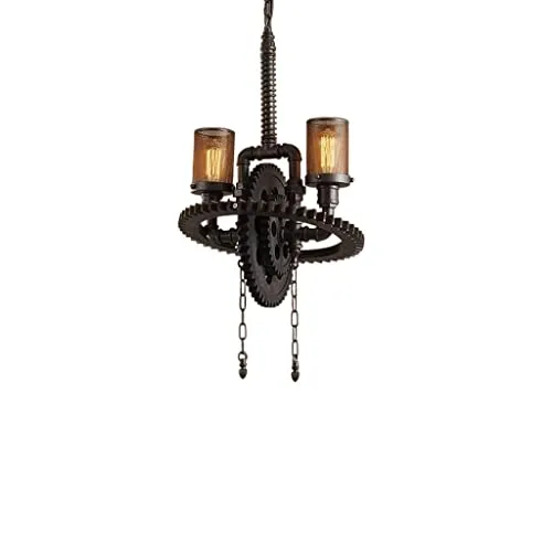 IXWQ Traditional Antique Steampunk Wrought Iron Steampunk Retro Industry Creative Iron Gear Metal Chandelier Water Pipe Pendant Lights Restaurant Big Ceiling Lamp E27 Fixtures steampunk buy now online