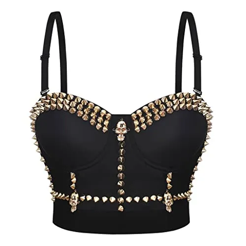 Steampunk Rivet Corsets Bustiers Tops Women Halloween Ballroom Gothic Clothing Cropped Blouse Short Black White steampunk buy now online