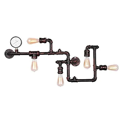 Wall Lights,Steampunk Wall Sconce Water Pipe Style Wall Mounted 5-Lights Metal Retro Vintage Industrial Farmhouse Lamp Wall Living Room Decor Lighting steampunk buy now online