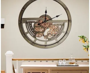 COUIVQA 25.5 inch Large Wall Clock with Real Moving Gears, Battery Operated Modern Metal Decorative Oversize Industrial Steampunk Wall Clock for Living Room Decor steampunk buy now online