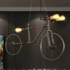GRAWIT Wrought Iron Pendant Light Vintage Industrial Pendant Light Fixtures Retro Loft Chandeliers Unique Antique Steampunk Bicycle Wrought Iron Water Pipe Lamp beautiful scenery steampunk buy now online