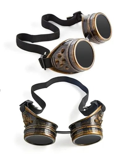 Bella Dox Bronze Steampunk Goggles for Adult, Vintage Glasses Gothic Halloween Cosplay Sunglasses Fancy Dress Accessories Cosplay Halloween Party Eyewear steampunk buy now online