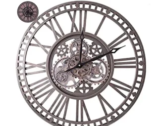 LETREM Silent Wall Clock Non Ticking 24 Inch, Steampunk Wall Clock Roman Numerals Battery Operated, Metal Vintage Clock for Hotel Office Home Decor steampunk buy now online