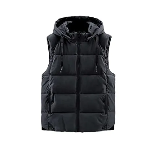 Autumn Winter Cotton Vest Men's Cotton Waistcoat Detachable Cap Keep Warm Streetwear Vest steampunk buy now online