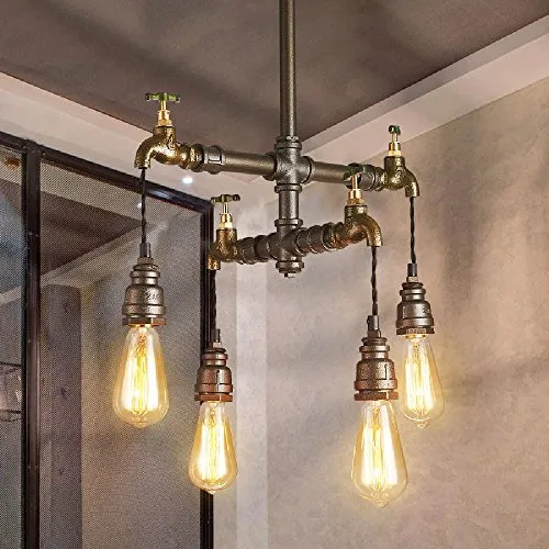 IXWQ Traditional Vintage Industrial Robust Finish Steampunk Water Pipe Ceiling Pendant Light Retro Rustic Library Hotel Bar Chandelier Retro Creative Edison Restaurant Kitchen Chandelier Faucet Modeli steampunk buy now online