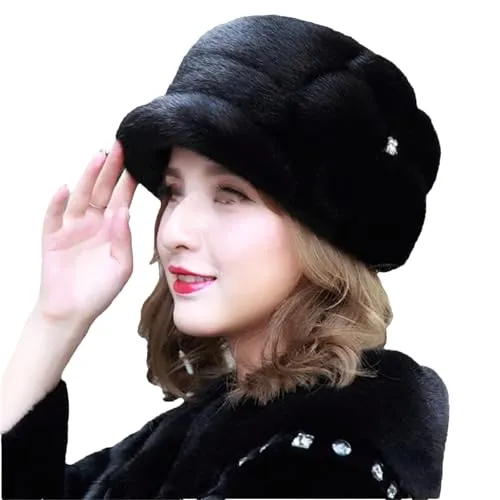 Mkjuuior Women Plush Hat Top Accessories Warm Ln Winter Plush Hats for Lady Black steampunk buy now online