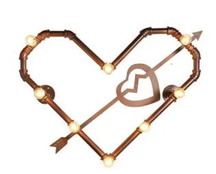 PEHUB Vintage Heart Shape Wall Lamp Edison Steampunk Water Pipe Sconce Wall Light High Brightness 8 Heads Wrought Iron Wall Lantern for Living Room Bar Light for Bedside steampunk buy now online