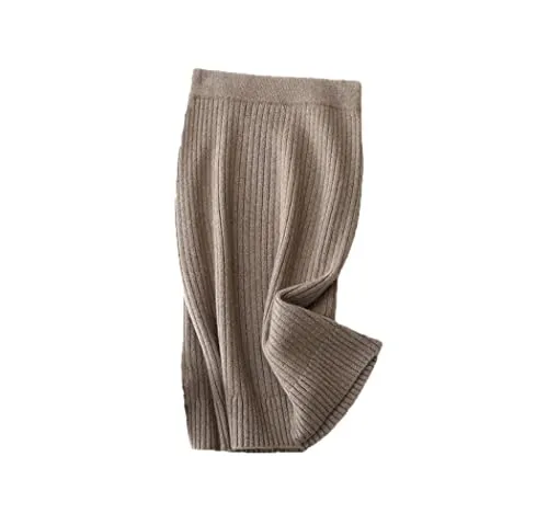 FULBHPRINT Elegant Ladies Pencil Skirt Elastic Rib Knitted Soft 100% Cashmere Skirt for Women Coffee steampunk buy now online