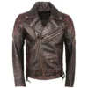 Fashion Motorcycle Leather Jacket Thick Cowhide Slim Fit Men Leather Coat Motor Biker Jacket Winter Clothing Red steampunk buy now online