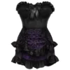 Daisy Corsets Top Drawer 2 PC Black Satin Steel Boned Burlesque Corset & Purple Brocade Skirt Set, Black/Purple, S steampunk buy now online