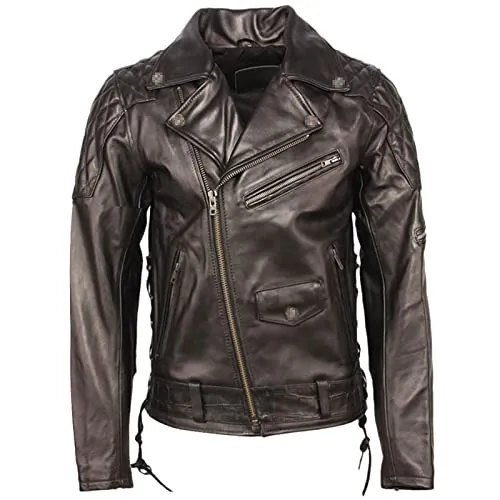 Fashion Motorcycle Leather Jacket Thick Cowhide Slim Fit Men Leather Coat Motor Biker Jacket Winter Clothing Black steampunk buy now online