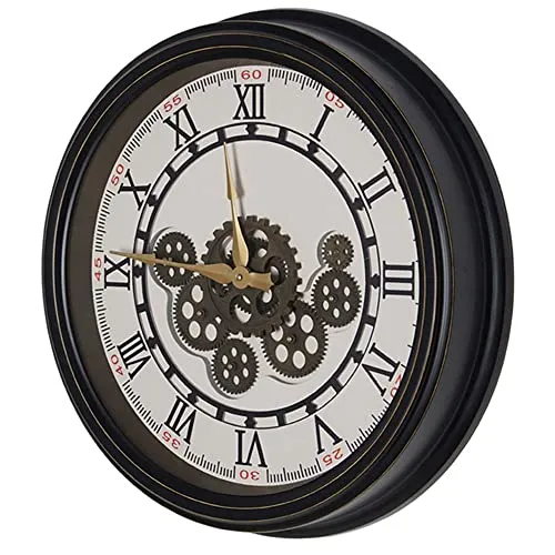 Wall Clock, 20 Inch Black Real Moving Gears Wall Clock,Vintage Industrial Steampunk Style Aesthetics Art Deco,Large Metal Wall Clock for Living Room Office steampunk buy now online