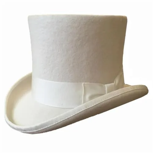 SaoBiiu White Wool Felt High Top Hat Wedding Hat Topper Hat for Men Women A S 55cm steampunk buy now online