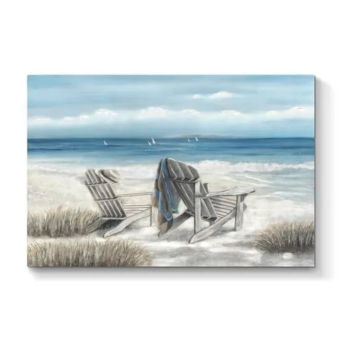 TAR TAR STUDIO Coastal Canvas Painting Wall Art: Oil Painting Style Ocean Artwork with Heavy Texture for Office (36''W x 24''H, Multiple Sizes) steampunk buy now online