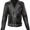 UBAll Men Real Leather Durable Cone Spike Jacket Black steampunk buy now online