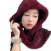 Mkjuuior Winter Plush Hat Women Thick Knitted Ladies Warm Hats and Scarf Cap Red steampunk buy now online