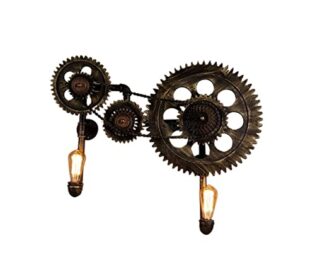 PEHUB Retro Industrial Wall Sconce E27 Edison 2-Lights Wall Light Water Pipes and Gear Wheels Steampunk Wrought Iron Bedside Wall Lantern Light for Bedside steampunk buy now online