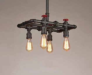Vintage Industrial Pipe Ceiling Light Pendant Lamp Retro 4-Lights Water Pipe Metal Steampunk Wrought Iron Chandelier Warehouse Restaurant Hanging Light Change for The Better steampunk buy now online