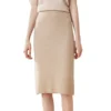 FULBHPRINT 100% Cashmere Half Skirt Women's Color Knitted Short Slim Wrap Hip Cashmere Skirt Beige steampunk buy now online