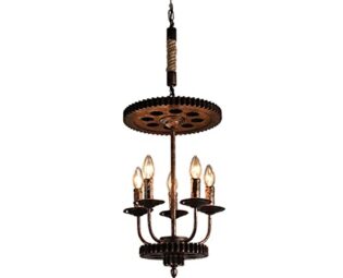 IXWQ Traditional 4-Lights Large Iron Gear Pendant Lights or 5-Lights Candle Industrial Style Chandelier Rustic Style Iron Retro Hemp Rope Pendant Lamp Steampunk Retro LOFT Water Pipe Ceiling Lighting steampunk buy now online