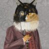 CANVAS-FRAMED-with-AMERICAN-BOX Tortoiseshell Cat and Brandy Glass Fab Funky - Whimsical vertical Art print steampunk silly funky fabulous Floating frame 27_X_21_in steampunk buy now online